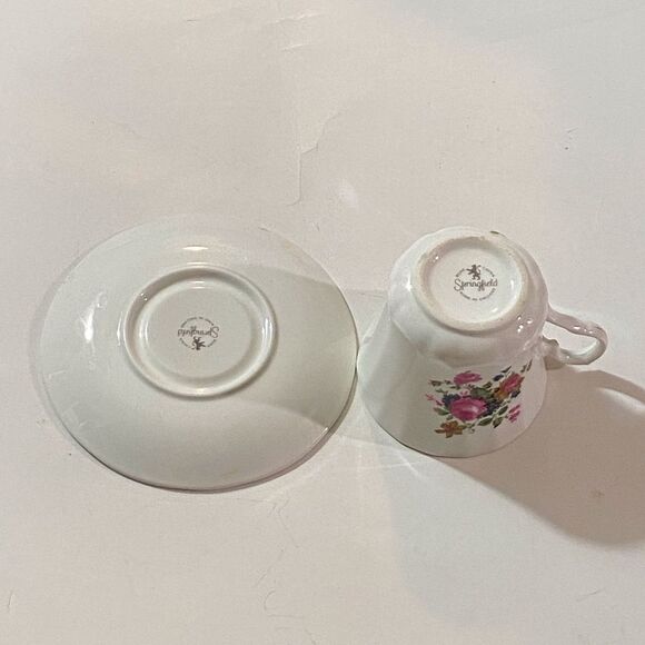 VTG, Springfield White Ceramic Tea Cup Plate Set - Picture 7 of 10